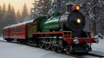 Obraz premium festive winter train scene