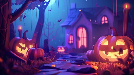 Festive Frights: Conceptual Illustration for a Halloween Holiday Event Background