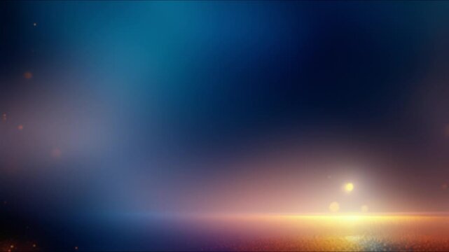 Light leak, Flare Overlay. A dark blue background with bright light flares and orange bokeh create a starry night sky effect. screen overlay layer type for best results. 4K loop