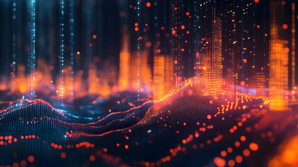 Obraz premium Abstract 3D Cityscape with Glowing Lights