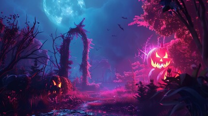 Whimsical Halloween Vibes: Background Concept Illustration for Holiday Events