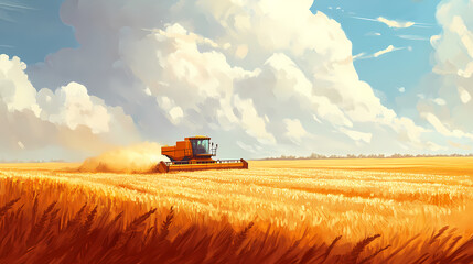 Obraz premium combine harvester on field