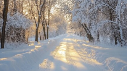 Obraz premium Bright Winter Landscape with Frosty Background