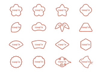 シンプルな手書き風の和のフレームセット（16種類）