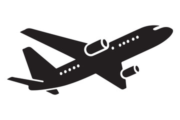 Airplane passenger travel silhouette icon. Aeroplane vector icon aircraft isolated symbol.