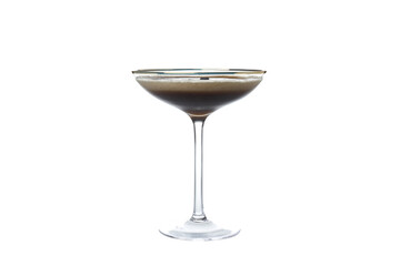 PNG, Martini espresso cocktail in glass, isolated on white background