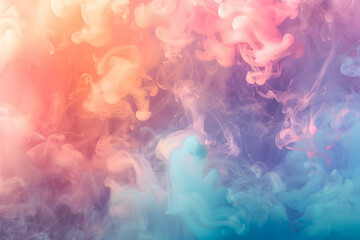 Colorful smoke in water, colorful background, vibrant colors - orange, pink, purple, blue, green, yellow 