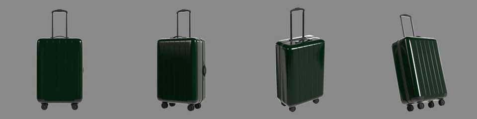 Set of Black Flight Suit Case Minimalist 3D Illustration Isolated