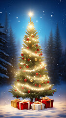 Obraz premium christmas tree and gifts