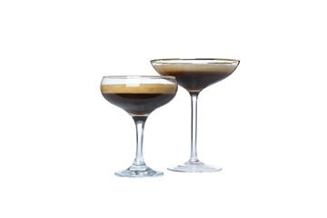 PNG, Martini espresso cocktail in two glass, isolated on white background