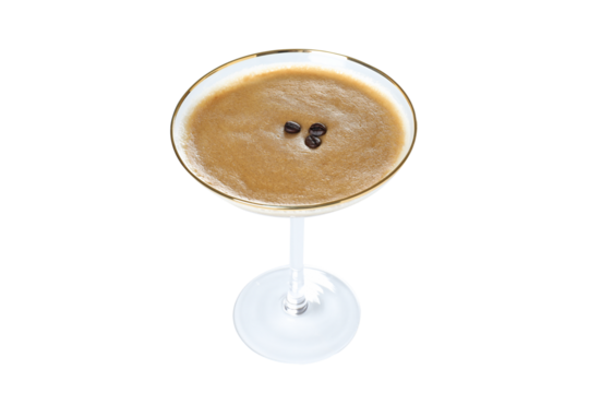 PNG, Martini espresso cocktail in glass, isolated on white background