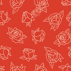 Outline Bunch of Rose Vector Seamless Pattern illustration Design