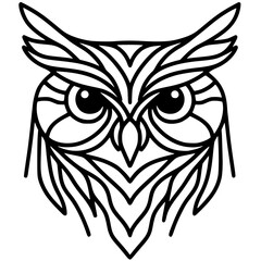 One line art owl