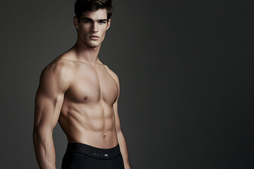 Fototapeta premium Comfort and Style with a Friendly Male Model in an Underwear Campaign Featuring a Neutral-Toned Color Palette