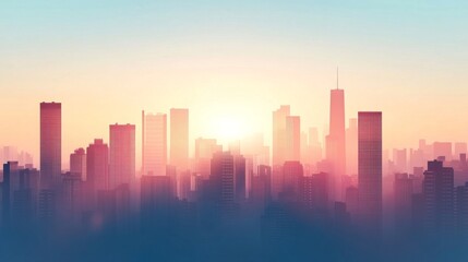 Fototapeta premium Subtle Gradient Tones in City Skyline at Dawn