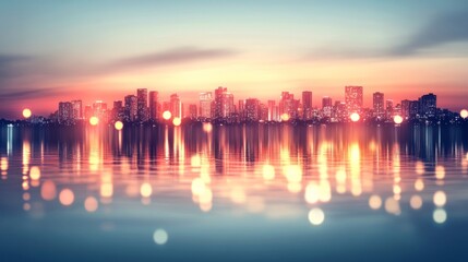 Fototapeta premium Subtle Skyline with Gradient Tones and City Lights