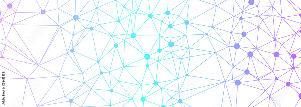 Aufkleber Abstract geometric pattern of connected lines and dots with white background.