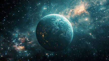 Obraz premium A Cosmic Dance: A Planet in the Vastness of Space