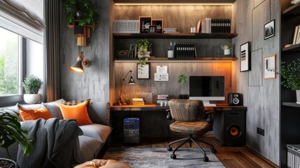 small home office desk shelves