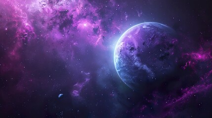 Obraz premium Cosmic Landscape: A Planet in a Starry Nebula