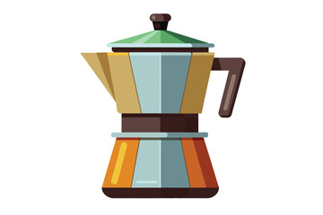 coffee maker vector illustration. Stove-top coffee maker. Hot drink. Composition for coffee shops, cafes, and restaurants.Flat vector illustrations.