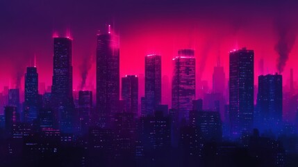 Fototapeta premium Vibrant Urban Skyline with Bold Colors and Studio Lighting