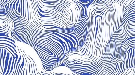 A blue and white striped pattern with a blue wave