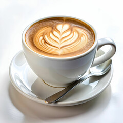 close up of coffee served on table on white background