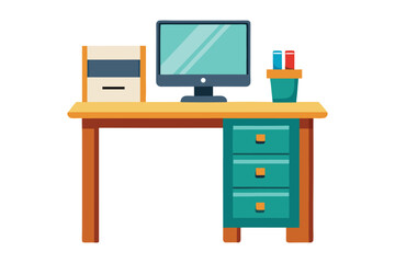 Office interior concept. Modern business workspace with office furniture chair, des.