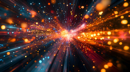 Abstract Background with Bright Light Streaks and Bokeh