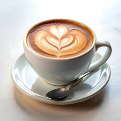 Obraz premium close up of coffee served on table on white background