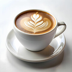 close up of coffee served on table on white background