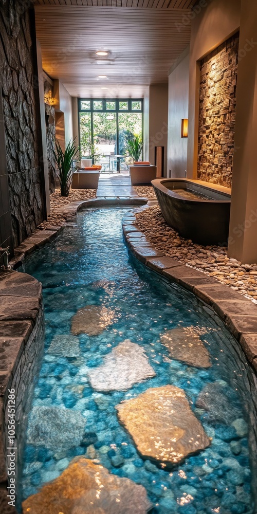 Poster peaceful spa setting with a visually appealing layout pattern.