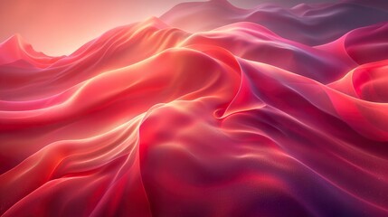 Obraz premium Abstract Red and Pink Waves - Digital Art