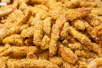 close up of Crispy chicken tenders strips background