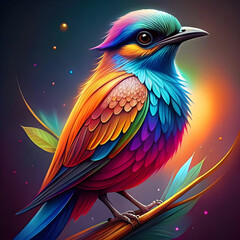 Obraz premium colorful bird illustration gradient
