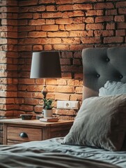 Contemporary Hotel Room with Brick Wall