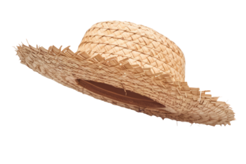 High-Quality PNG Retro farming fashionable straw hat Isolated on White Background – High Resolution
