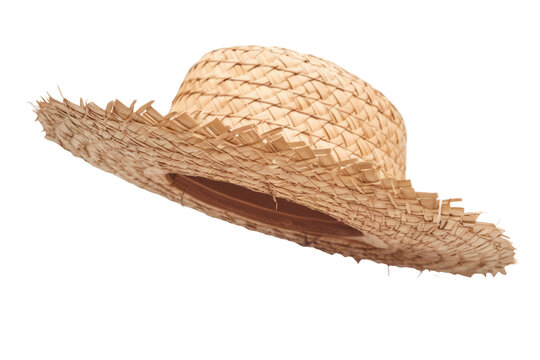 High-Quality PNG Retro farming fashionable straw hat Isolated on White Background – High Resolution