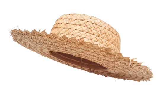 High-Quality PNG Retro farming fashionable straw hat Isolated on White Background – High Resolution