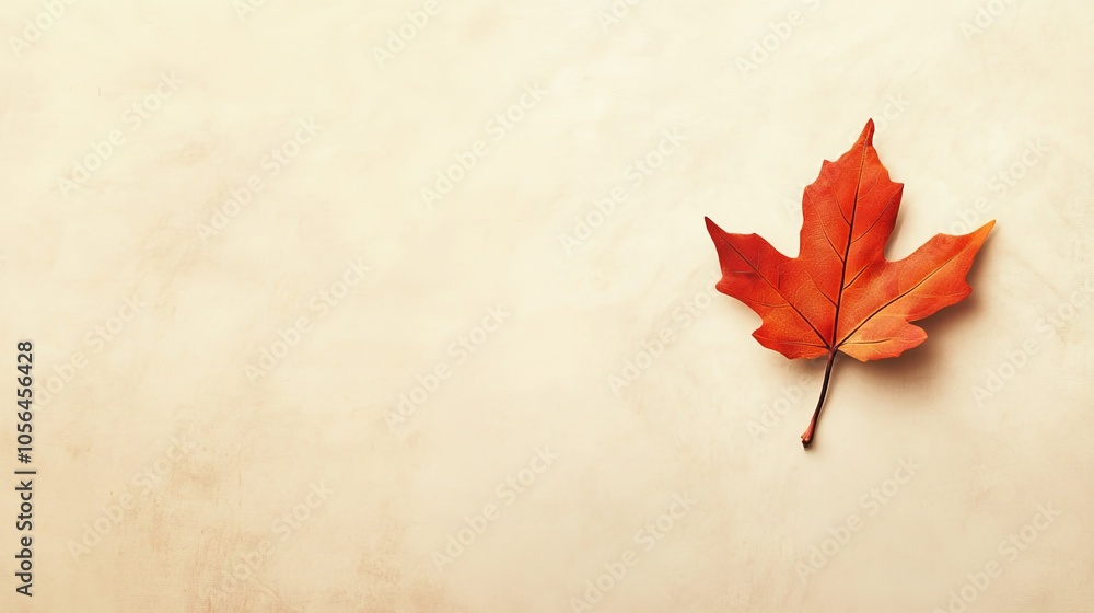 Poster simple thanksgiving design with a small leaf and empty space.