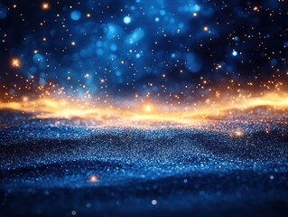 Obraz premium Nail art with glittering gold stars and deep midnight blue for a magical holiday touch focus on, festive night sky, dynamic, overlay, starry sky backdrop