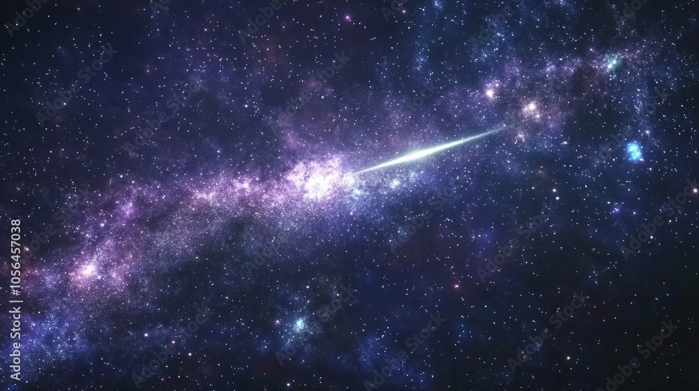 Canvas Prints shooting star with a bright trail passing through the milky way, with distant galaxies and colorful 