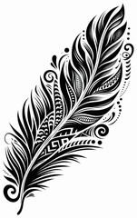 Obraz premium TRIBAL TATOO トライバル タトゥ 刺青 羽 羽毛