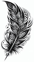 Obraz premium TRIBAL TATOO トライバル タトゥ 刺青 羽 羽毛