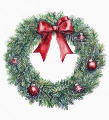 a wreath with a red bow and a red bow