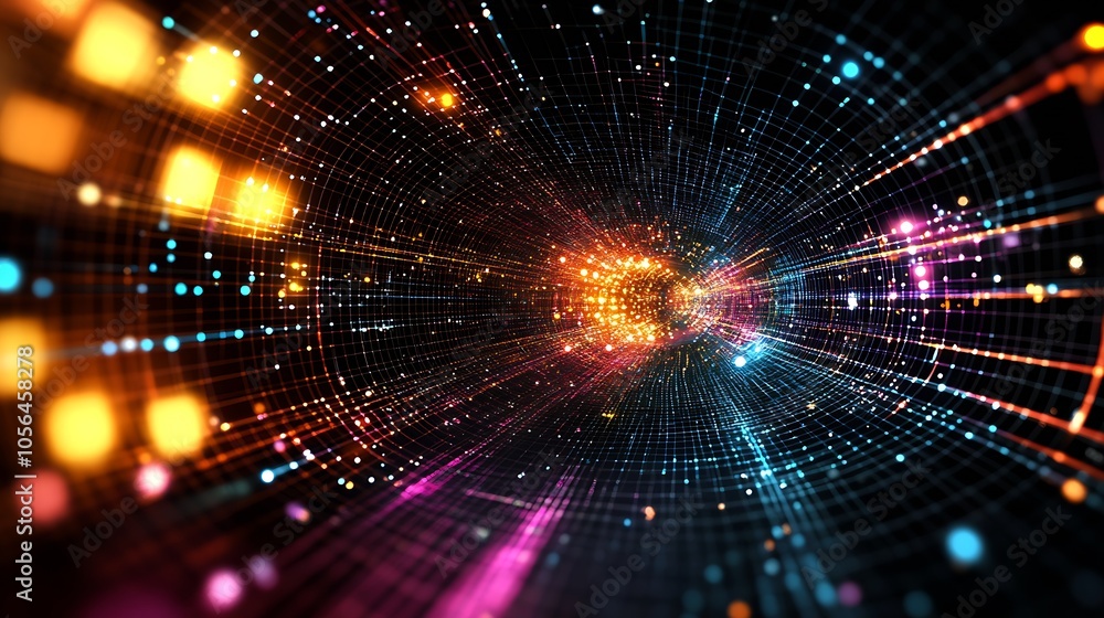 Aufkleber Vibrant Abstract Background with Dynamic Light Streaks for Creative Design Projects : Generative AI