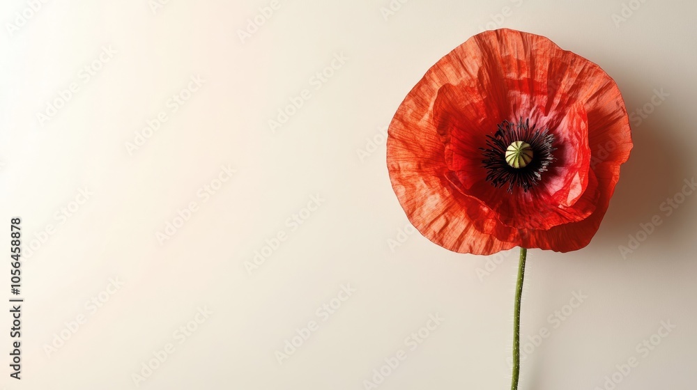 Aufkleber ample space for text in a clean design featuring a simple red poppy.