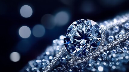 Fototapeta premium Sparkling Diamond on Elegant Luxury Jewelry Display with Bokeh Effect : Generative AI