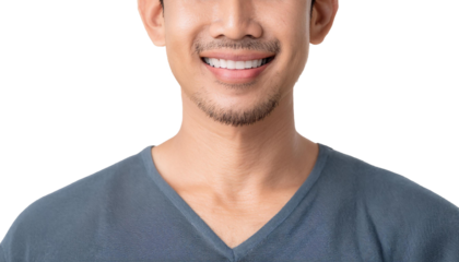 crop portrait of a man smiling isolated on white background